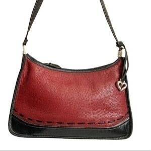 Brighton red black pebbled leather shoulder bag